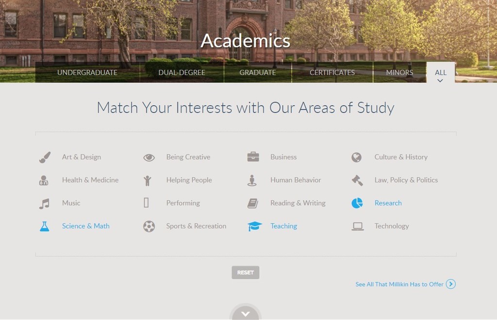 Millikin Match Your Interests