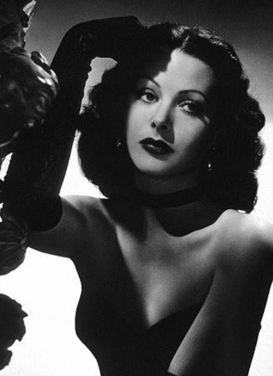 Black and white photo of Hedy Lamarr