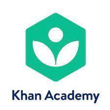 Khan academy and its green hexagon logo with the white petal and flower symbol